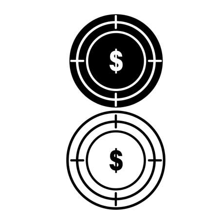 Investment target icon on white background. Business target sign. Target money symbol. focus dollar logo. flat style.のイラスト素材