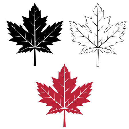 maple leaf icon on white background. red maple leaf sign. canada maple leaf outline symbol. flat style.のイラスト素材