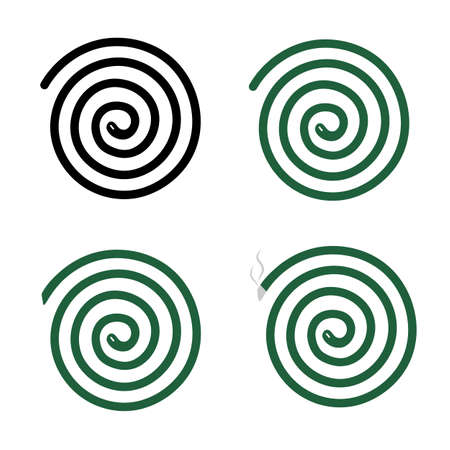 mosquito repellent coil icon on white background. green mosquito coil sign. mosquito repellent symbol.  insect repellent logo. flat style.のイラスト素材
