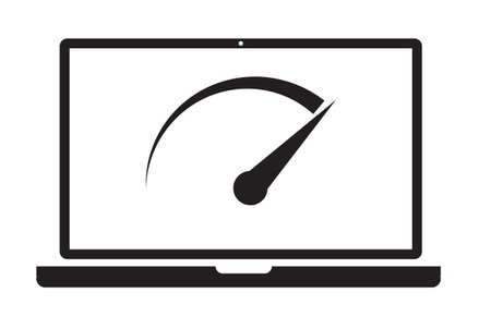 speed test laptop icon on white background. test speed laptop sign. speed optimization symbol. flat style.のイラスト素材