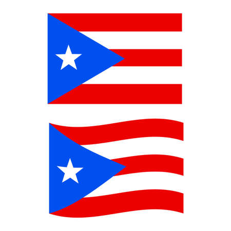 Puerto Rico Flag. National flag of Puerto rico sign. Waving Flag of Puerto Rico symbol. flat style.のイラスト素材