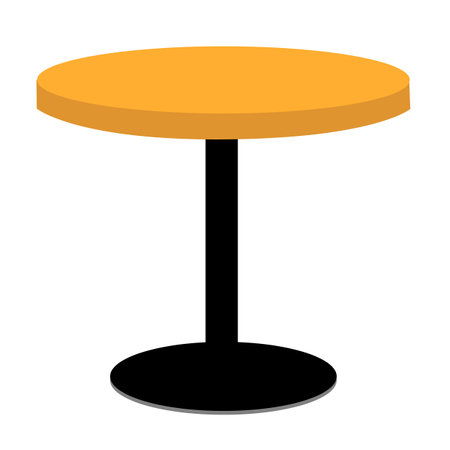 Round table icon on white background. Wooden Round Office Table On Metal Leg sign. wooden round table symbol. flat style.のイラスト素材
