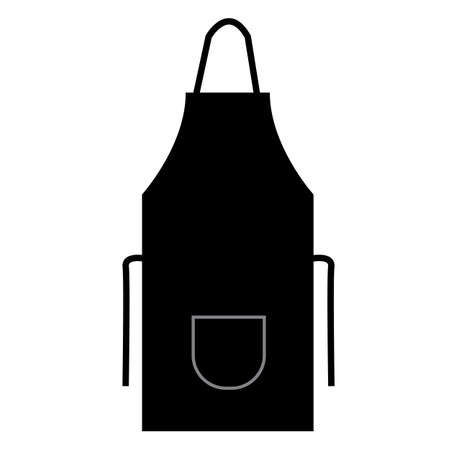 black kitchen apron on white background. Chef uniform for cooking sign. Chef apron symbol. flat style.のイラスト素材