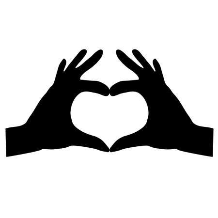hands making heart on white background. formatting a heart symbol. flat style.のイラスト素材