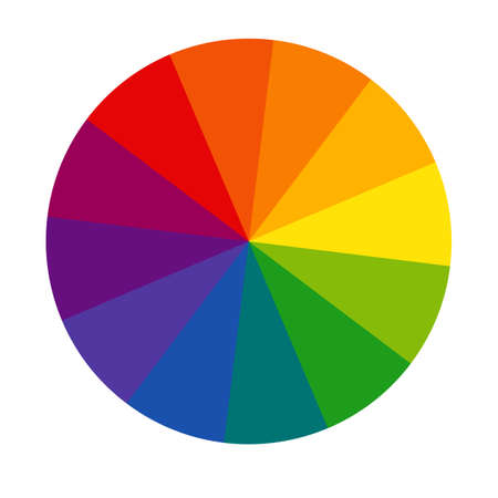 Twelve part RGB color wheel. Color wheel sign. Color circle with twelve colors symbol. Flat vector Icon for drawing, painting apps and websites. flat style.のイラスト素材