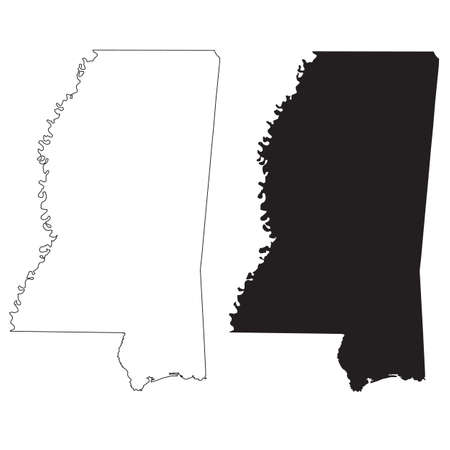 Mississippi map on white background. Mississippi state sign. Mississippi US States Map outline symbol. flat style.のイラスト素材