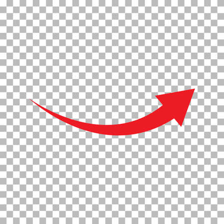 red arrow icon on transparent background. flat style. arrow icon for your web site design,   app, UI. arrow indicated the direction symbol. curved arrow sign.のイラスト素材