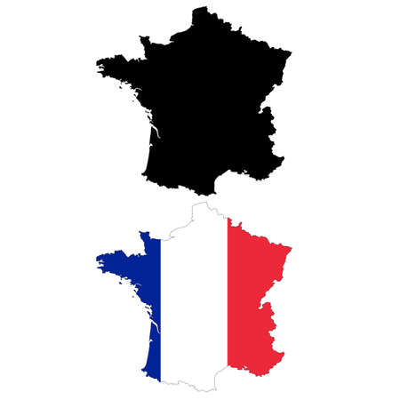 Map of France on white background. France map with flag sign. flat style.のイラスト素材