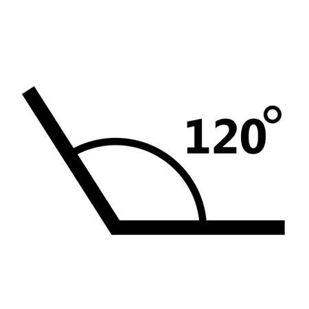 120 degree angle icon on white background. angle measurement sign. angle symbol. flat style.のイラスト素材