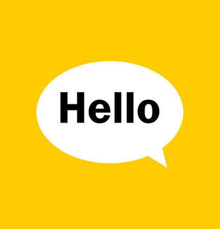 Hello Banner. speech bubble sign. White bubble message hello. flat style.のイラスト素材