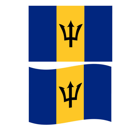 flag of Barbados on white background. national flag of Barbados. waving flag of Barbados. flat style.のイラスト素材