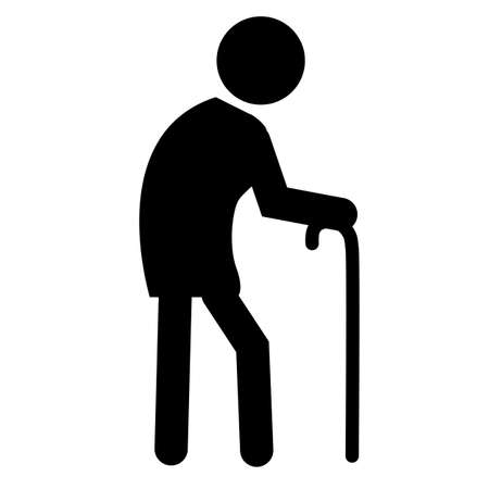 old man on white background. Elder sign. Old people walk symbol. flat style.のイラスト素材