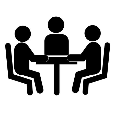 Meeting icon on white background. Business talks sign. businessman symbol. flat style.のイラスト素材