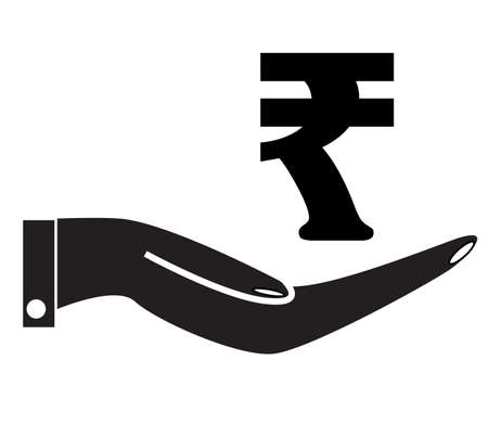 Rupee symbol In Hand on white background. save money concept. flat style.のイラスト素材