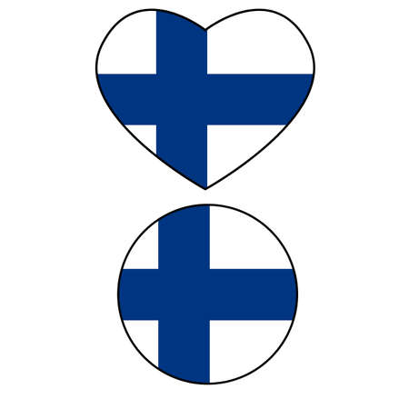 Flag of Finland on white background. Finland Flag Heart sign. flat style.のイラスト素材