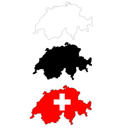 Switzerland flag and map on white background. map Switzerland sign. flat style.のイラスト素材
