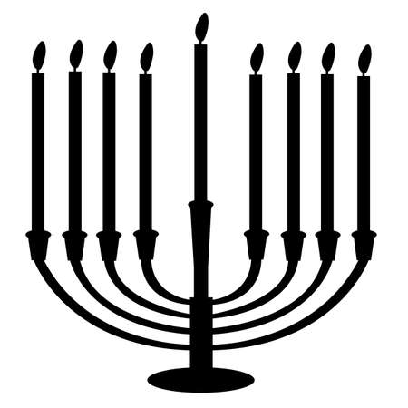 black icon of hanuka on white background. hanukkah sign. Menora is symbol of hanuka. flat style.のイラスト素材