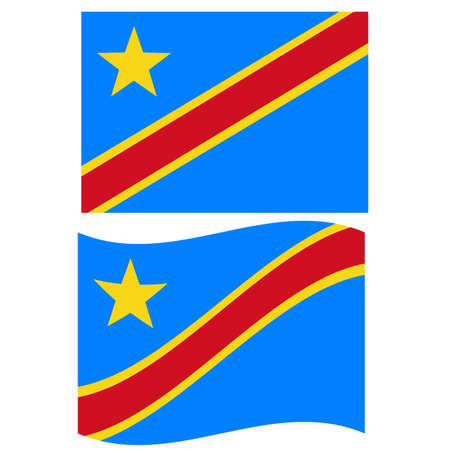 Congo waving flag on white background. Democratic Republic of the Congo flag. flat style.のイラスト素材