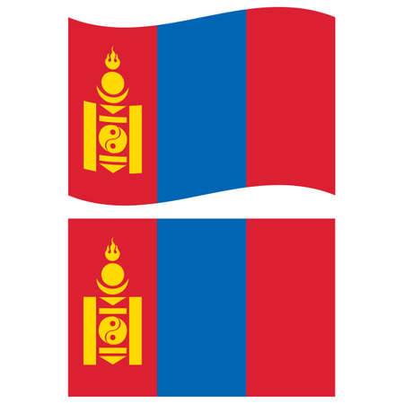 Mongolia waving flag on white background. Flag of Mongolia. flat style.のイラスト素材