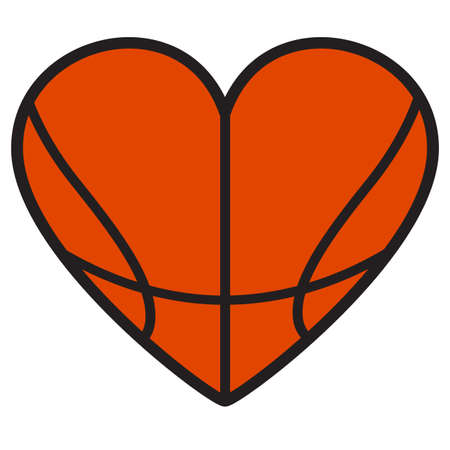 basketball heart love ball logo icon on white background. heart shape basketball ball. flat style.のイラスト素材