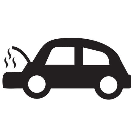 car on jack on white background. open hood sign. car repair symbol. flat style.のイラスト素材