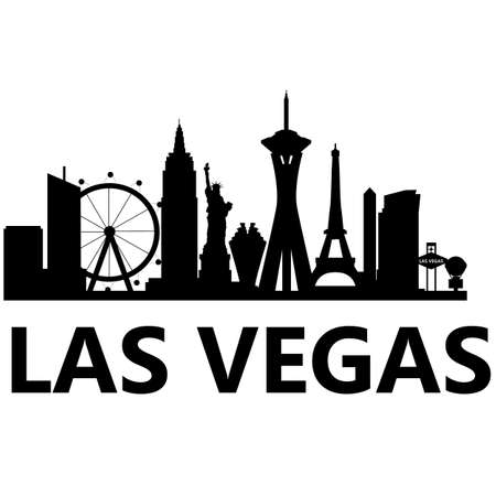 Las Vegas city skyline on white background. Las Vegas city, USA silhouette. city of Las Vegas Nevada sign. flat style.のイラスト素材