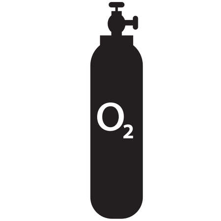 oxygen cylinder icon on white background. medical life support oxygen cylinder sign. flat style.のイラスト素材