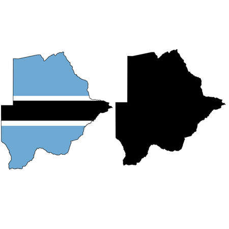 Botswana map on white background. Botswana country flag inside country border map. flat style.のイラスト素材