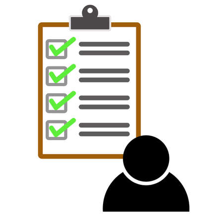 User checklist icon on white background. candidate approved symbol. Positive mark sign. flat style.のイラスト素材