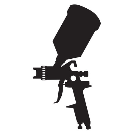 paint spray gun silhouette on white background. spray gun sign. paint sprayer symbol. flat style.のイラスト素材