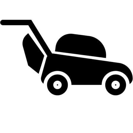 lawn mower icon on white background. garden elements. flat style.のイラスト素材