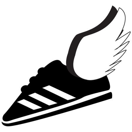 sport shoe with wings icon on white background. sport shoe symbol. winged shoe sign. flat style.のイラスト素材