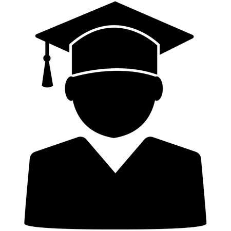 male graduate in graduation cap. student with graduation cap icon. graduate sign. flat style.のイラスト素材