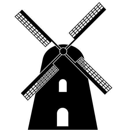 windmill icon on white background. windmill black sign. flat style.のイラスト素材