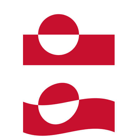Flag of Greenland. Greenland national flag. Greenland waving flag. flat style.のイラスト素材