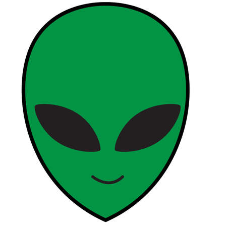 Alien green head icon on white background. Alien face sign. flat style.のイラスト素材
