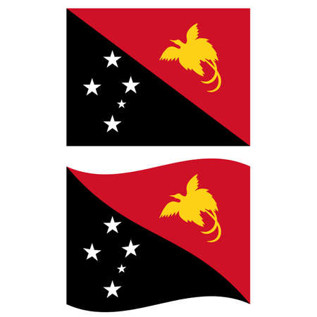 Flag of Papua New Guinea. Papua New Guinea national flag. Papua New Guinea waving flag. flat style.のイラスト素材