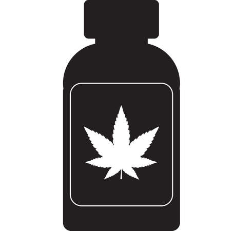 Pill bottle with medical marijuana pills on white background. Medical marijuana sign. flat style.のイラスト素材