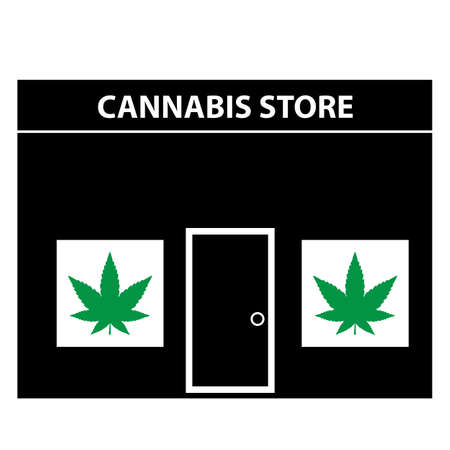 Cannabis store on white background. marijuana organic shop. flat style.のイラスト素材