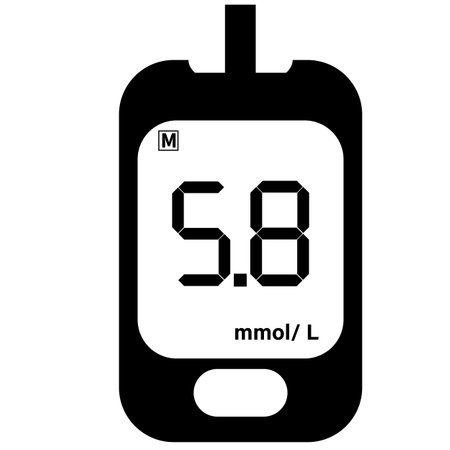 blood glucose meter level test on white background. glucose monitor sign. Blood glucose meter symbol. flat style.のイラスト素材