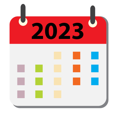 2023 year calendar icon on white background. calendar sign. flat style.