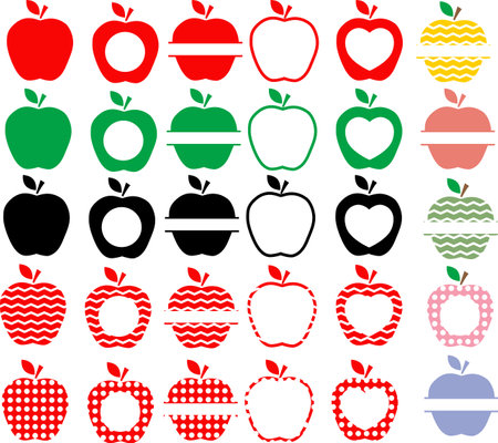 apple svg vector Illustration isolated on white background. apple teacher monogram frame.のイラスト素材
