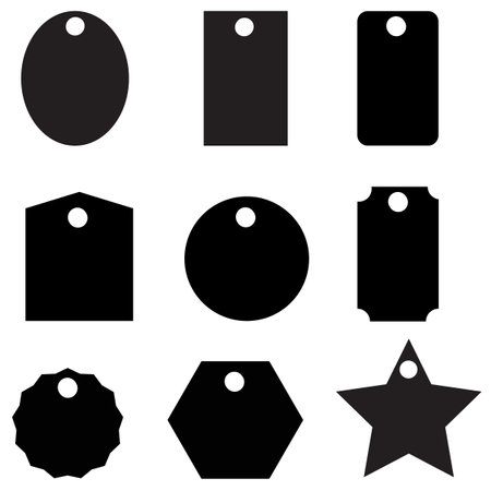 circle tag on white background. blank cardboard shopping labels with strings. flat style.のイラスト素材