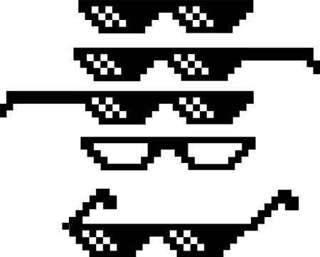pixel glasses icon on white background. thug life sign. thug life meme pixel glasses symbol. flat style.のイラスト素材