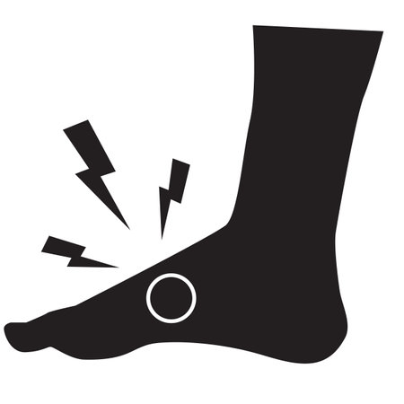 Foot cramp icon on white background. Muscle cramp sign. ankle pain symbol. flat style.のイラスト素材