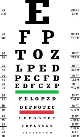 Poster for vision testing. Eye Chart sign. eye chart is a chart used to measure visual acuity.のイラスト素材