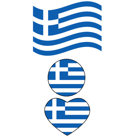 Greece national flag on white background. Round greece flag. flat style.のイラスト素材
