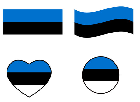 Waving flag of Estonia. Estonia flag on white background. Estonia flag in heart shape. flat style.のイラスト素材