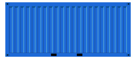 Blue cargo container on white background. side view metal distribution box. industrial shipping equipment. flat style.のイラスト素材