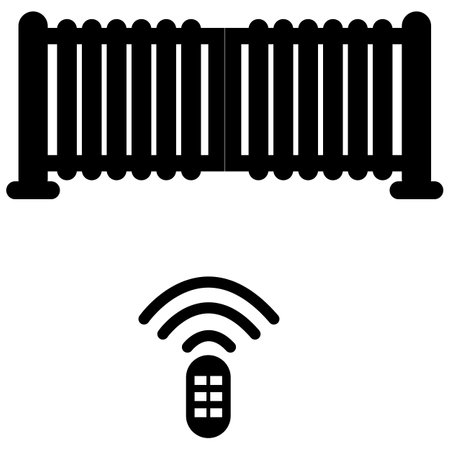 Automatic gate on white background. Automatic gate silhouette symbol. Garage logo. flat style.のイラスト素材